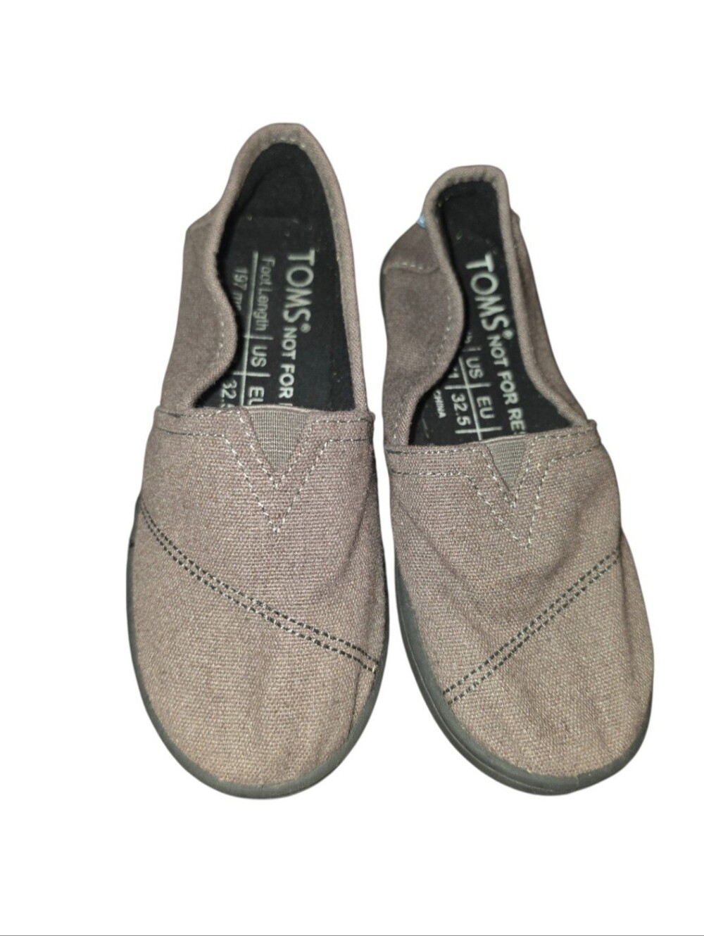 8/1/3. Toms Kids Unisex Slip-On Moccasins in Taupe Canvas
